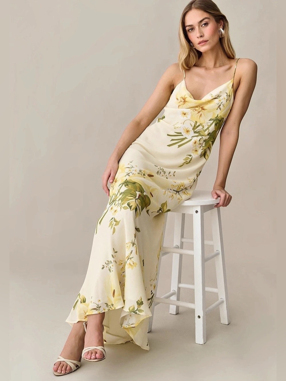 o.p.t Floral Maxi Dress in Cream & Yellow Size 10 NWT